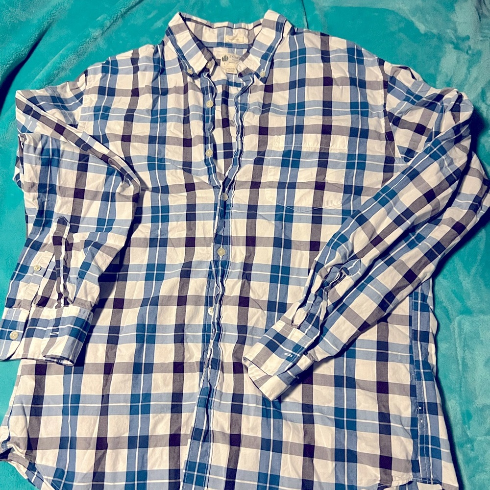 Like new Jcrew plaid button up polo in a size large
